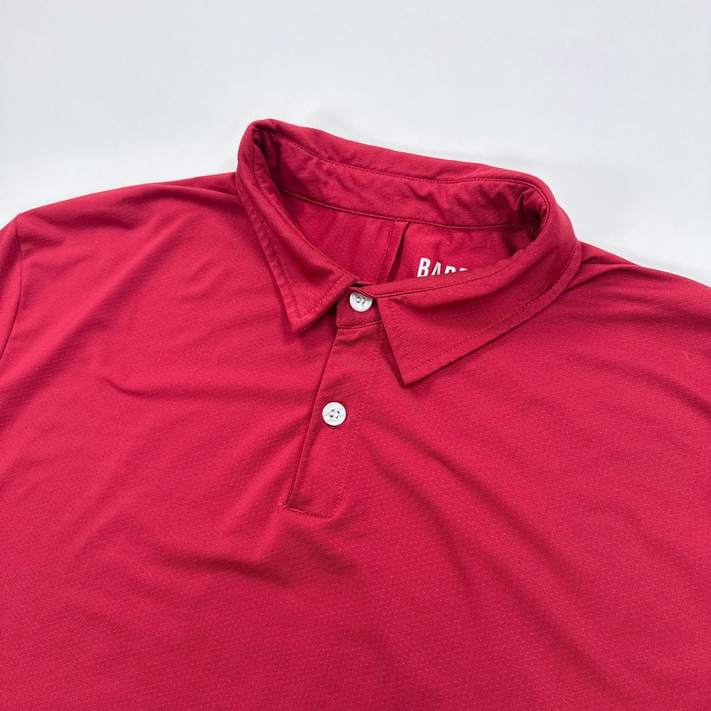 Barbell Apparel Mens Polo Shirt XL Red Solid Performance Stretch Athleisure
